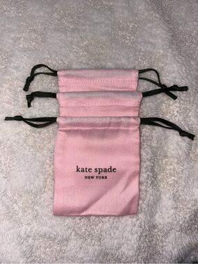 Kate Spade Pink + Green Drawstring Jewelry Pouches • 4” x 3.5” • Set of 3